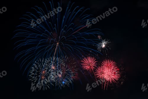 Preview: Colorful fireworks display.