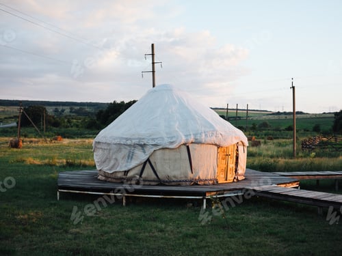 Preview: Traditional mongolian dwelling yurt sunlight nature Fresh air
