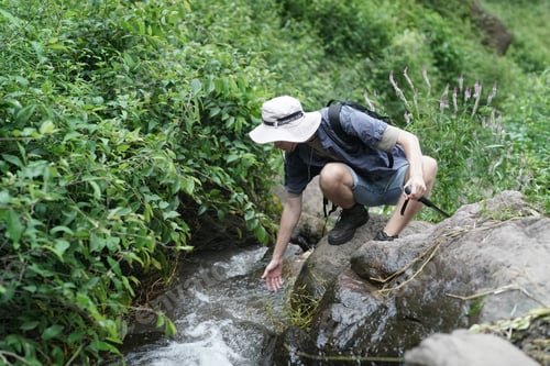 Preview: Travel Adventures, Young people Hiking On Mountain And Enjoys Nature outdoor