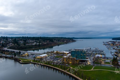 Preview: Aerial view of the Olympia, Washington waterfront