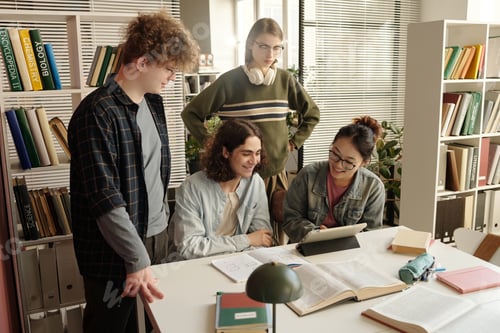 Preview: Group of Students Studying in College Library