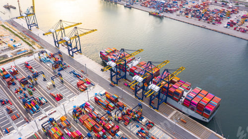 Preview: Container ship global business freight import export logistic transportation.