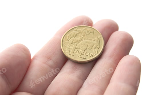Vista previa: Moneda de un dólar en moneda australiana con cinco canguros