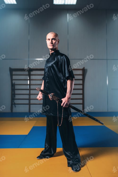Preview: Wushu master training with sword, martial arts
