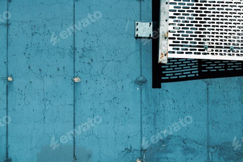 Preview: Blue Concrete Wall with Grated Metal Detail