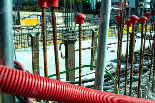 Preview: Formwork of the foundations of a building under construction.