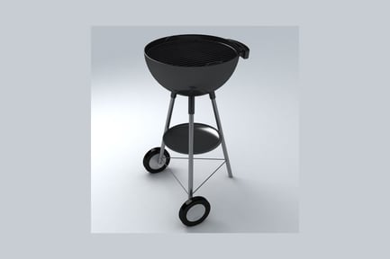 Visualização: Grelha redonda portátil com suporte com rodas