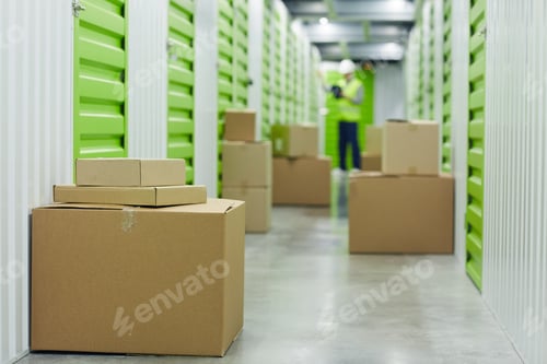 Preview: Cardboard boxes in storage room