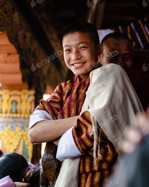 Preview: Young Buddhist monk at festival in Bhutan