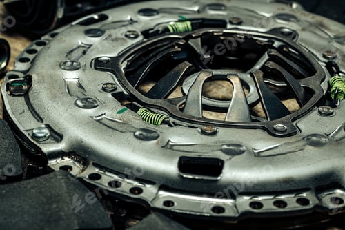 Preview: Car parts set on wooden background close up