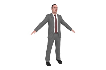 Preview: Professional Male Figure in Gray Suit, Maroon Tie