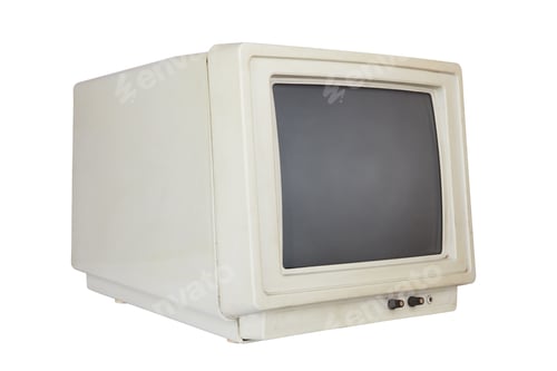 Vintage Computer Monitor Isolated on White Background