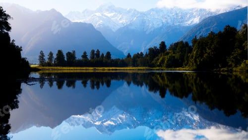 Preview: Lake Matheson with Mt Cook, New Zealand.