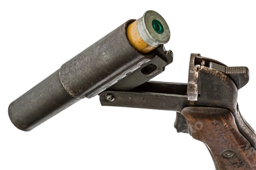 Preview: Cartridge is inserted into the barrel flare gun, isolated on white background