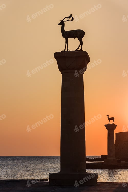 Preview: sunrise in Mandraki harbor. Rhodes, Greece