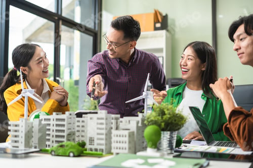 Preview: Engineer Teamwork Meeting, with partner on model building at company office working technology