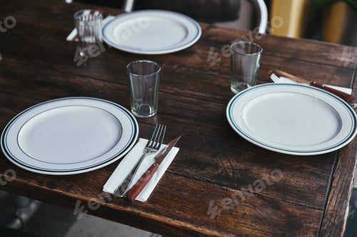 Preview: close-up shot of simple table setting at restaurant