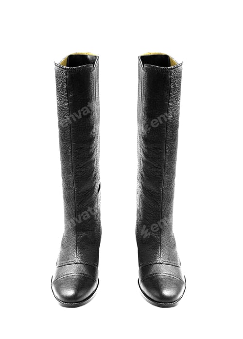 Preview: Pair of Fashionable Black Leather Knee-High Boots