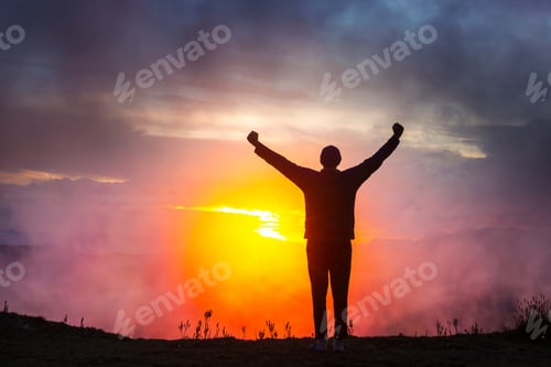 Preview: Happy man on sunset