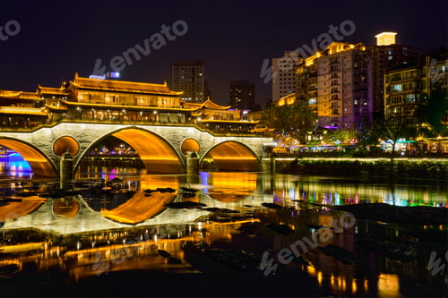 Preview: Anshun bridge at night, Chengdu, China