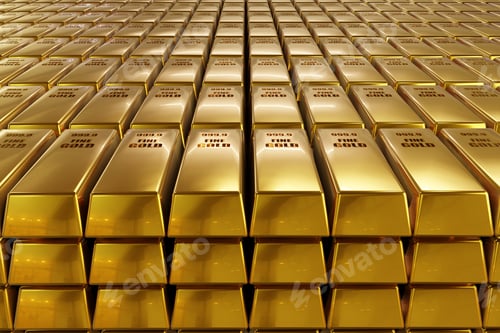 Preview: Stack close-up Gold Bars, weight of Gold Bars Concept of wealth and reserve. Concept of success in b