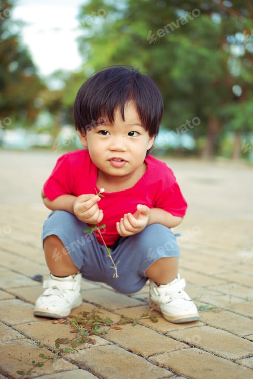 Preview: Cute Boy playing in the park, Sweet Little baby boy enjoying