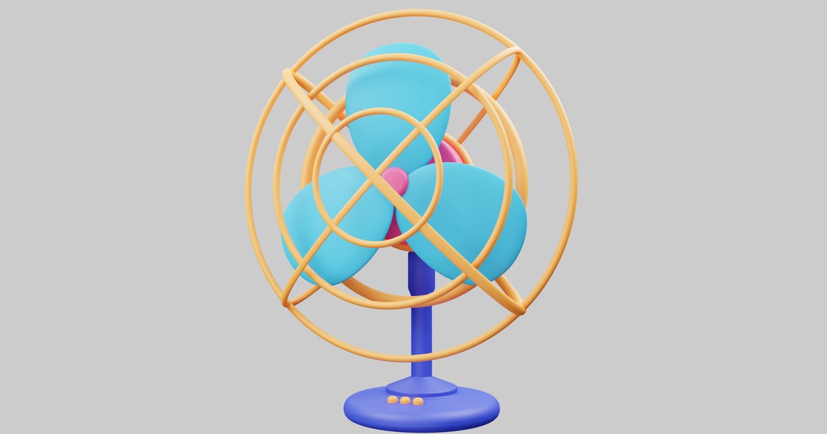 Desktop rotating fan 3D, Incl. appliance & cage - Envato