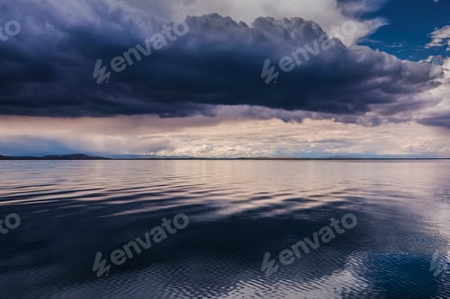 Preview: Dramatic storm clouds over Lake Titicaca, Peru, South America
