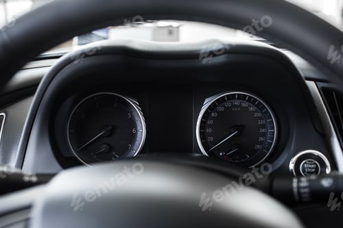Preview: details of stylish car interior, leather interior