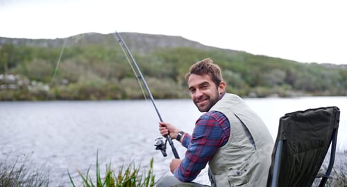 Preview: Getting in some me-time. Portrait of a handsome young man fishing by a lake.