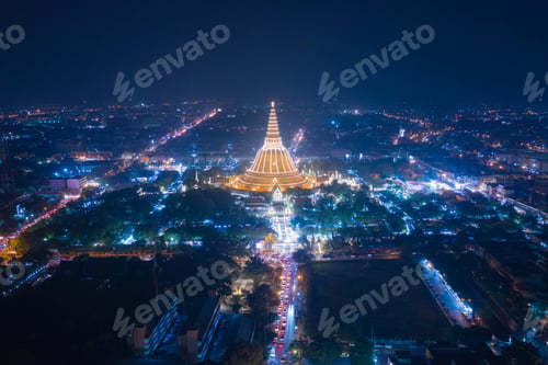 Preview: Phra Pathom Chedi temple. The buddhist pagoda, urban city of Nakhon Pathom, Thailand
