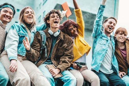 Preview: International university students celebrating together end of school