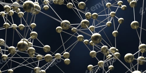 Preview: Molecular abstract network, dark background, 3d illustration