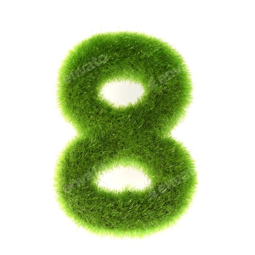 Preview: Grass "8" Number, Isolated On White Background.