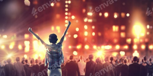 Preview: Back View Of Girl Standing In Stage Lights