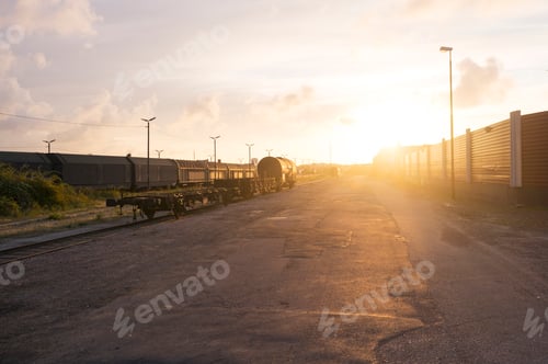 Preview: Railroad tracks by road against sky