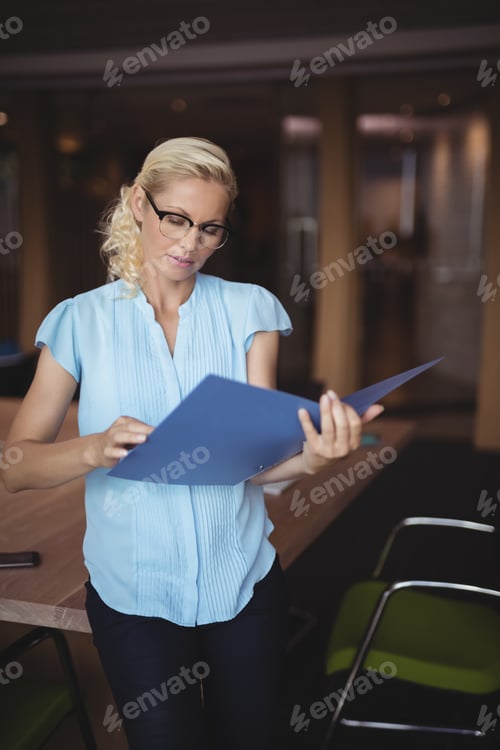 Preview: Attentive executive reading file