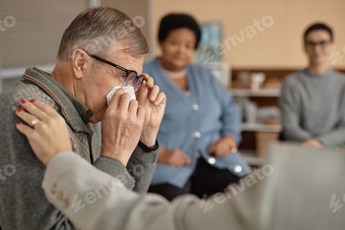 Preview: Senior Man Crying in Therapy Session