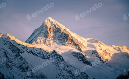 Preview: Beautiful view of the Dent Blanche mountains during sunset in Switzerland