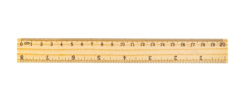 Preview: Wooden ruler showing metric and imperial measurement scales