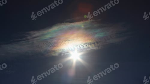 Preview: Brilliantly Colored Iridescent Clouds Around Afternoon Sun - Photograph Of Colorful Iridescent