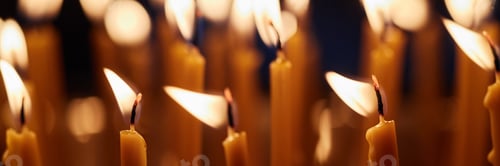 Preview: Group of Burning Candles Illuminating Church Interior during Religious Ceremony