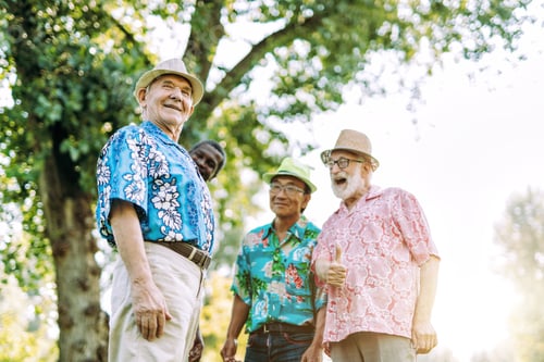 Preview: group of senior friends playing at the park