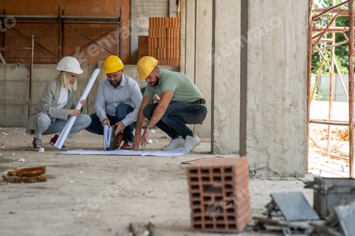 Preview: A female architect and construction managers work together on-site