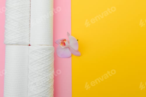 Preview: cartridges for water purification on a colored background. Concept of clean water at home