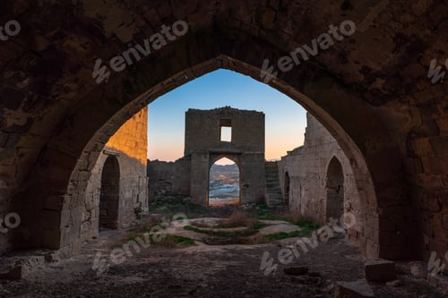Preview: Ruins of an ancient caravanserai of the 14th century, located in the Gobustan steppes, Azerbaijan