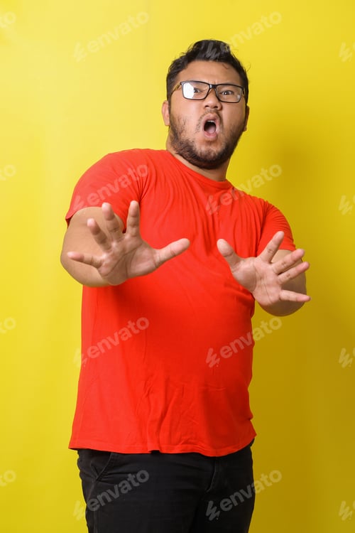 Preview: Asian Fat Man saying no with rejection gesture