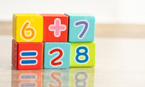 Preview: Math number colorful on white background, education study mathematics learning teach concept.