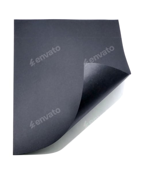 Preview: Black paper with curved corners isolated on white background