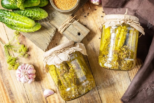 Visualização: Comida fermentada caseira saudável.